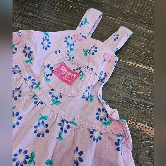 Vintage OshKosh B'Gosh Girls Flower Overall Dress Size 24m Made in USA - Picture 10 of 16